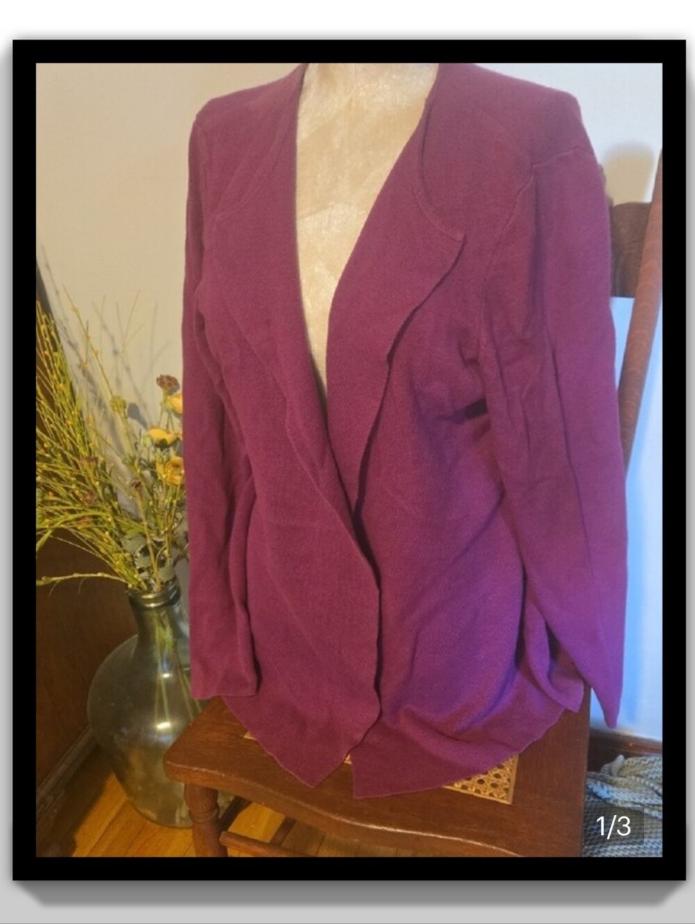 Chico's Plum Knit Cardi Size 12